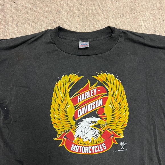 Vintage Harley Davidson Shirt Mens XXL Black 1980s Eagle Motorcycle - Picture 2 of 10